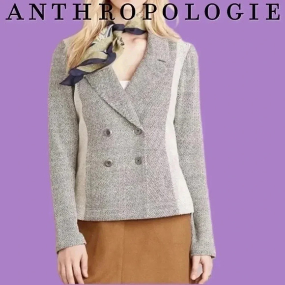 Anthropologie Saturday Sunday Milica Tweed Knit Jacket Gray Blazer Size XS - Picture 1 of 10